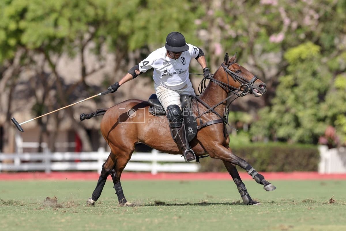 La Romanza 3J and La Espada Gulf play polo during the Copa Britanica at Casa de Campo Polo Club in La Romana, Dominican Republic on March 6, 2026. (Photos by Bryan Bennett)