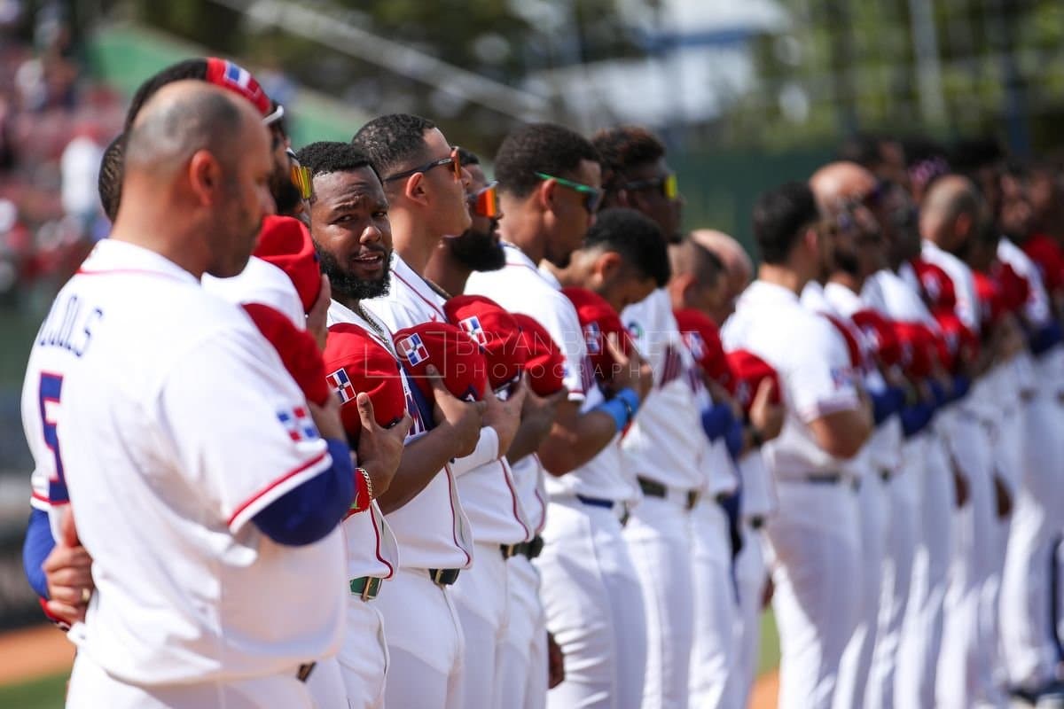 SANTO DOMINGO, DOMINICAN REPUBLIC - MARCH 04: Vladimir Guerrero Jr. #27 of the Dominican Republic looks on prior to an exhibition game against the Detroit Tigers at Estadio Quisqueya on March 04, 2026 in Santo Domingo, Dominican Republic. (Photo by Bryan Bennett/Getty Images)