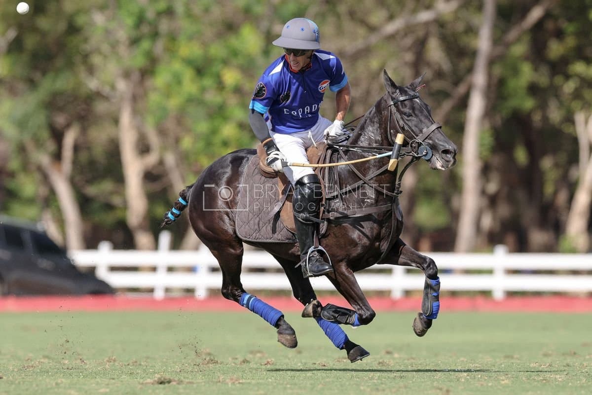 La Romanza 3J and La Espada Gulf play polo during the Copa Britanica at Casa de Campo Polo Club in La Romana, Dominican Republic on March 6, 2026. (Photos by Bryan Bennett)