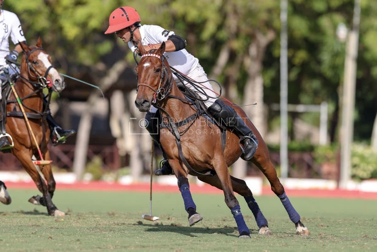 La Romanza 3J and La Espada Gulf play polo during the Copa Britanica at Casa de Campo Polo Club in La Romana, Dominican Republic on March 6, 2026. (Photos by Bryan Bennett)
