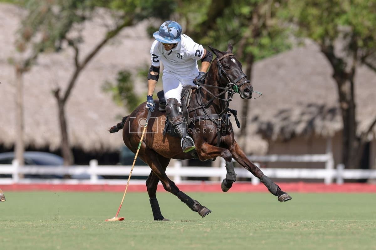 La Romanza 3J and La Espada Gulf play polo during the Copa Britanica at Casa de Campo Polo Club in La Romana, Dominican Republic on March 6, 2026. (Photos by Bryan Bennett)