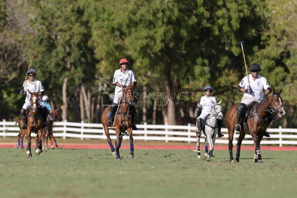 La Romanza 3J and La Espada Gulf play polo during the Copa Britanica at Casa de Campo Polo Club in La Romana, Dominican Republic on March 6, 2026. (Photos by Bryan Bennett)