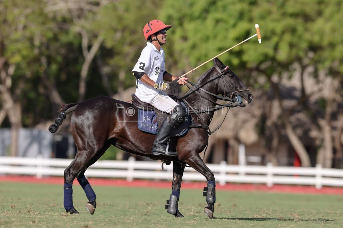 La Romanza 3J and La Espada Gulf play polo during the Copa Britanica at Casa de Campo Polo Club in La Romana, Dominican Republic on March 6, 2026. (Photos by Bryan Bennett)