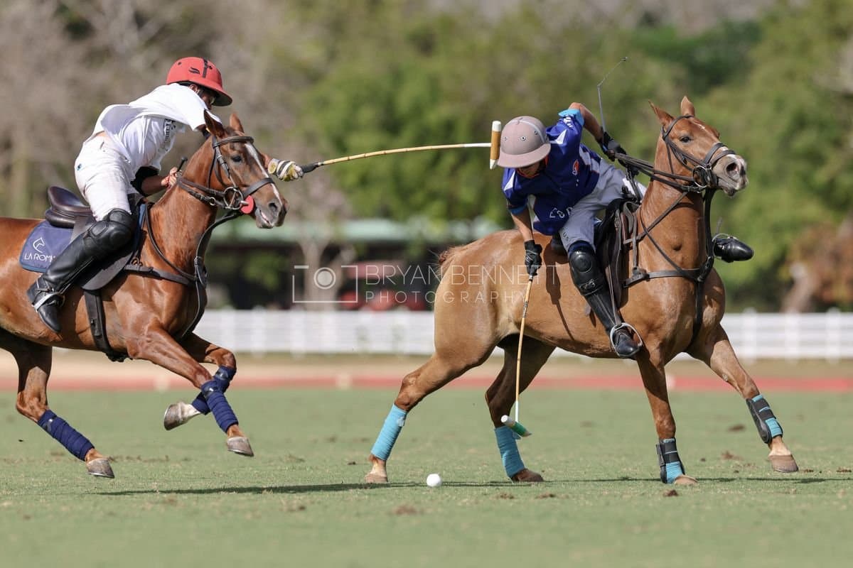 La Romanza 3J and La Espada Gulf play polo during the Copa Britanica at Casa de Campo Polo Club in La Romana, Dominican Republic on March 6, 2026. (Photos by Bryan Bennett)