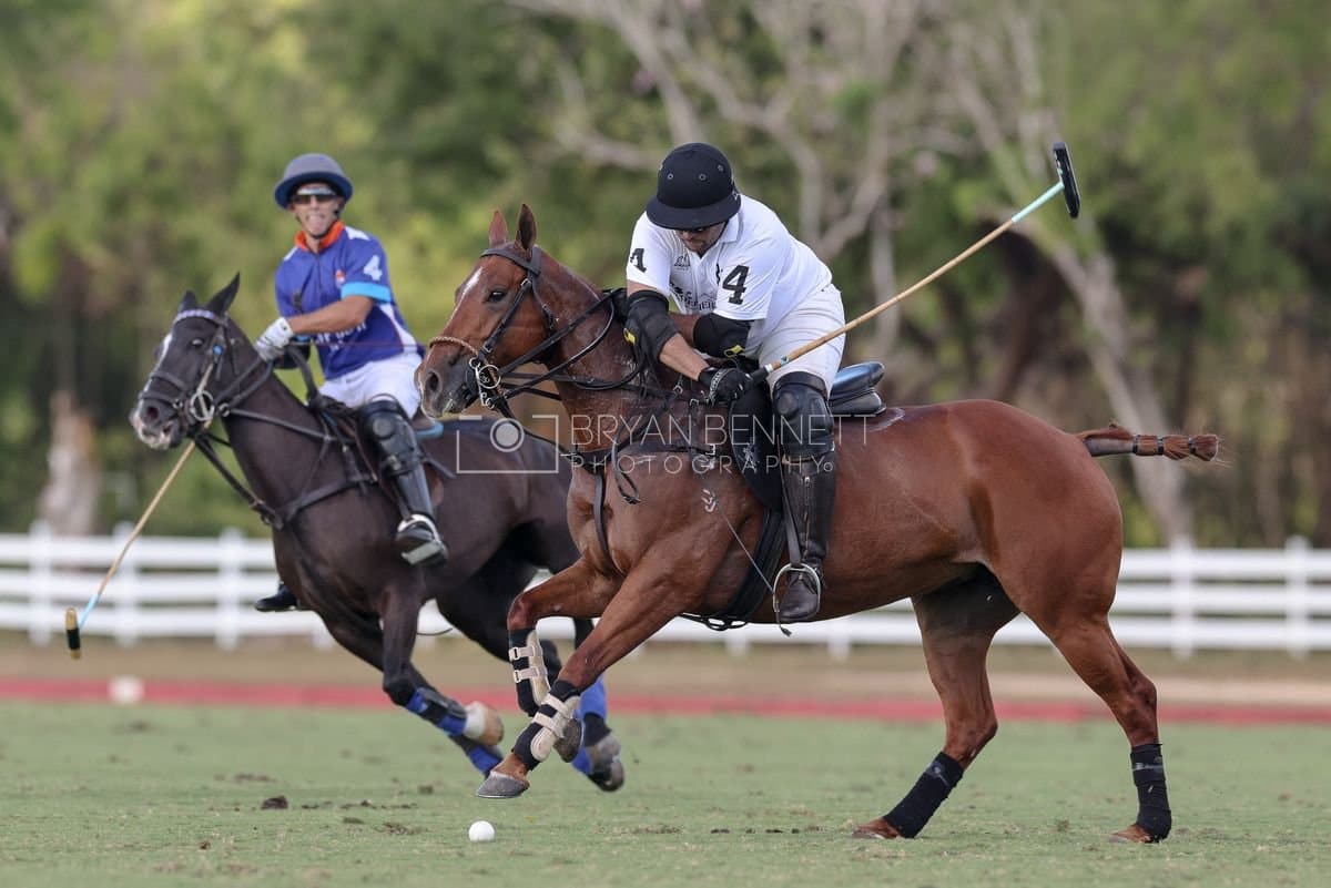 La Romanza 3J and La Espada Gulf play polo during the Copa Britanica at Casa de Campo Polo Club in La Romana, Dominican Republic on March 6, 2026. (Photos by Bryan Bennett)