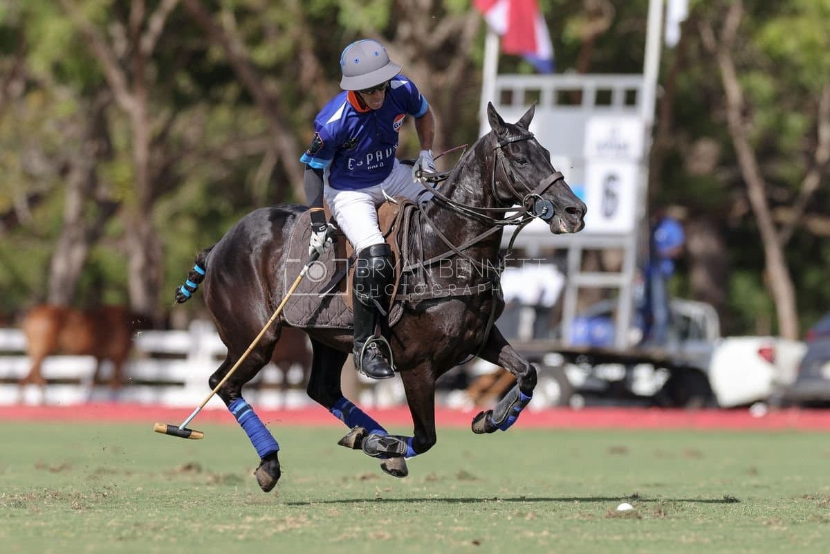 La Romanza 3J and La Espada Gulf play polo during the Copa Britanica at Casa de Campo Polo Club in La Romana, Dominican Republic on March 6, 2026. (Photos by Bryan Bennett)