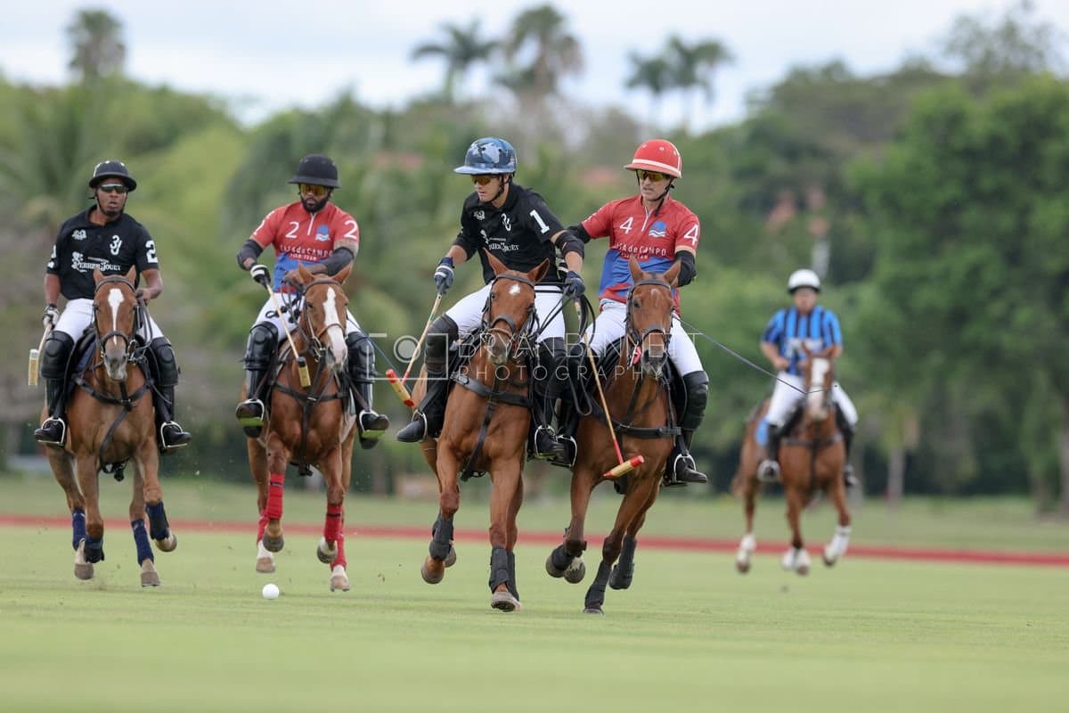 Casa de Campo and La Romanza 3J play polo during the Casa de Campo Challenge at Casa de Campo in La Romana, Dominican Republic on April 4, 2025. (Photo by Bryan Bennett)