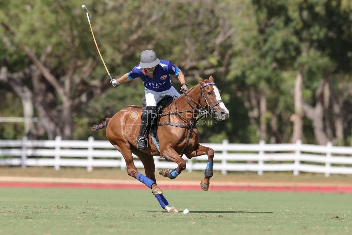La Romanza 3J and La Espada Gulf play polo during the Copa Britanica at Casa de Campo Polo Club in La Romana, Dominican Republic on March 6, 2026. (Photos by Bryan Bennett)