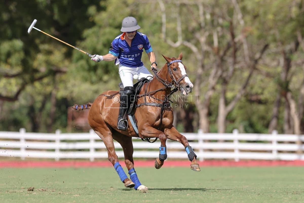 La Romanza 3J and La Espada Gulf play polo during the Copa Britanica at Casa de Campo Polo Club in La Romana, Dominican Republic on March 6, 2026. (Photos by Bryan Bennett)
