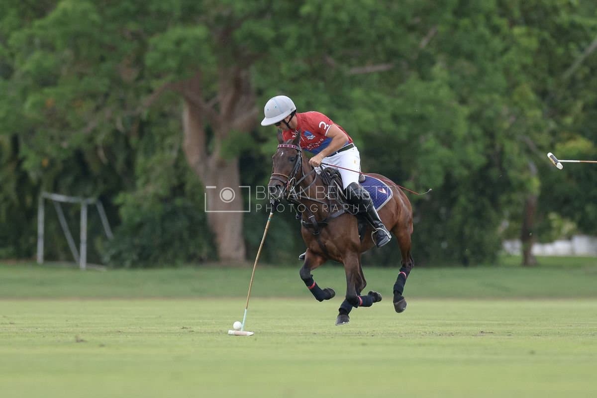 Casa de Campo and La Romanza 3J play polo during the Casa de Campo Challenge at Casa de Campo in La Romana, Dominican Republic on April 4, 2025. (Photo by Bryan Bennett)