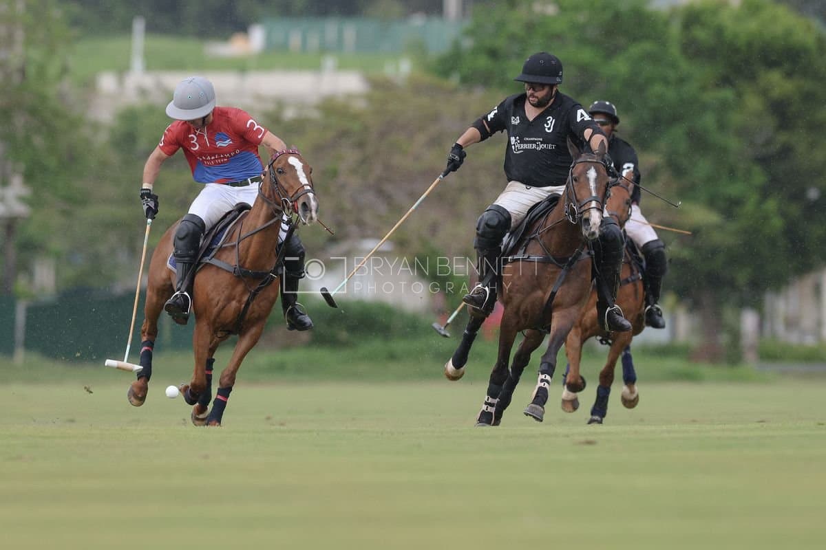 Casa de Campo and La Romanza 3J play polo during the Casa de Campo Challenge at Casa de Campo in La Romana, Dominican Republic on April 4, 2025. (Photo by Bryan Bennett)