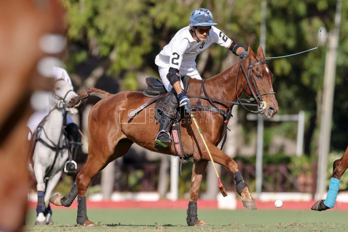 La Romanza 3J and La Espada Gulf play polo during the Copa Britanica at Casa de Campo Polo Club in La Romana, Dominican Republic on March 6, 2026. (Photos by Bryan Bennett)