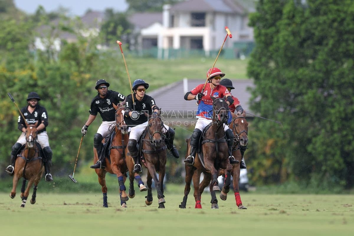 Casa de Campo and La Romanza 3J play polo during the Casa de Campo Challenge at Casa de Campo in La Romana, Dominican Republic on April 4, 2025. (Photo by Bryan Bennett)
