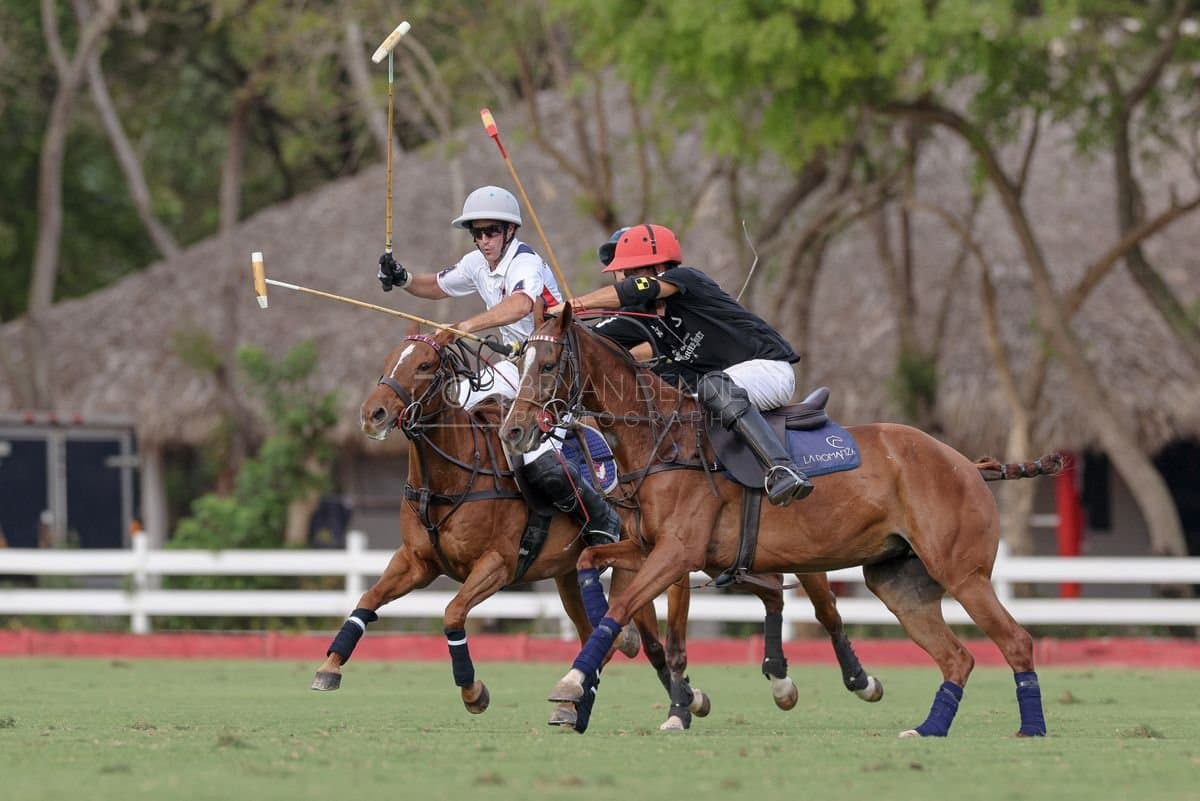 Lechuza Caracas and La Romanza 3J play polo during the Copa Britanica at Casa de Campo in La Romana, La Romana, Dominican Republic on March 1, 2026. (Photos by Bryan Bennett)