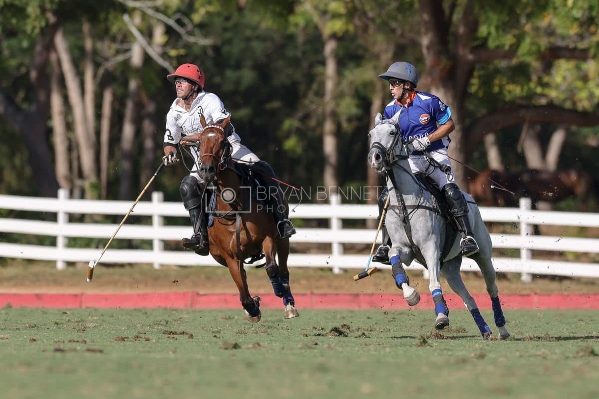 La Romanza 3J and La Espada Gulf play polo during the Copa Britanica at Casa de Campo Polo Club in La Romana, Dominican Republic on March 6, 2026. (Photos by Bryan Bennett)