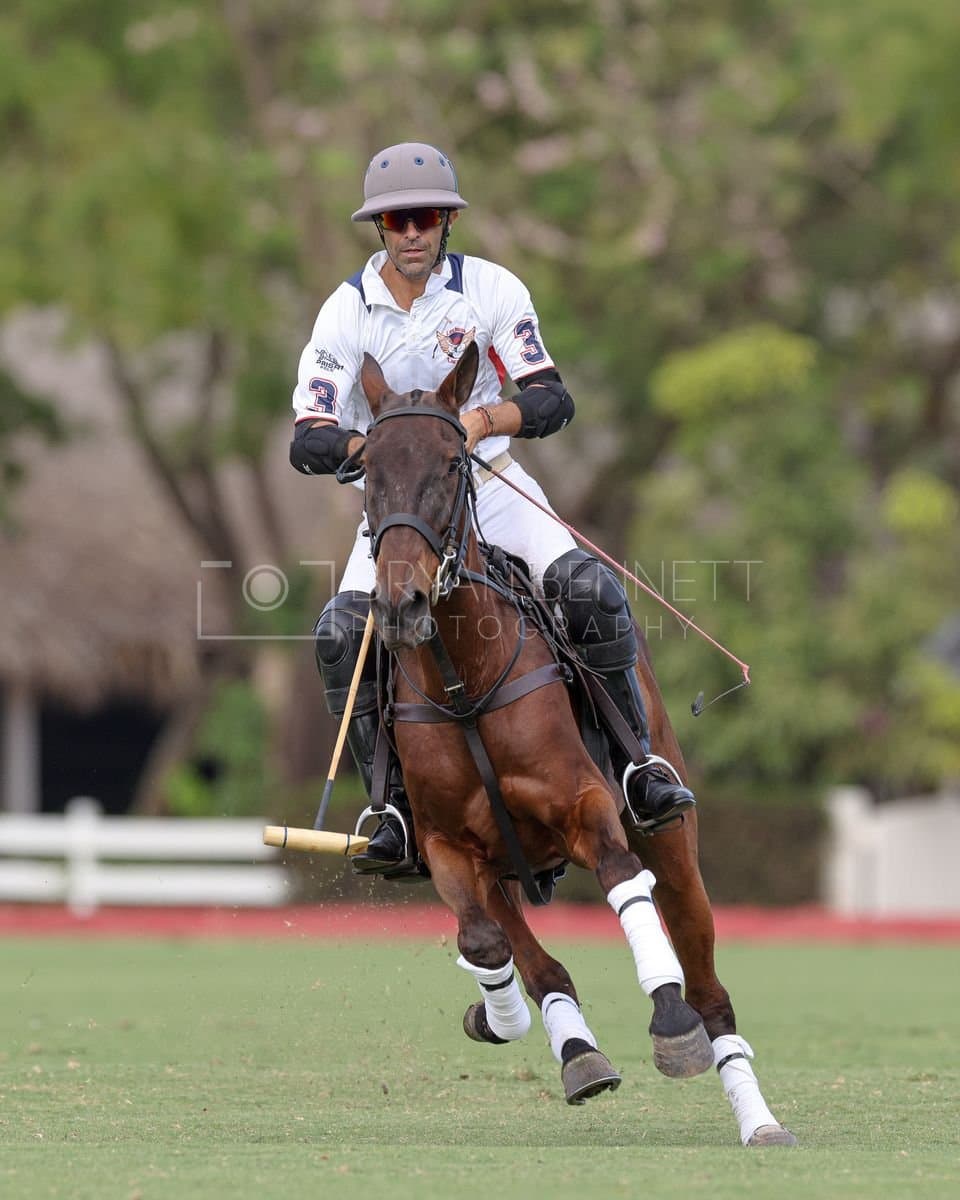 Lechuza Caracas and La Romanza 3J play polo during the Copa Britanica at Casa de Campo in La Romana, La Romana, Dominican Republic on March 1, 2026. (Photos by Bryan Bennett)
