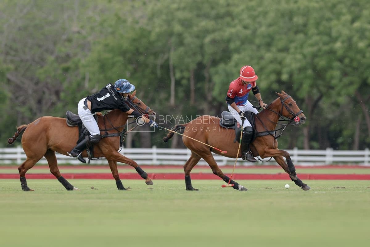 Casa de Campo and La Romanza 3J play polo during the Casa de Campo Challenge at Casa de Campo in La Romana, Dominican Republic on April 4, 2025. (Photo by Bryan Bennett)