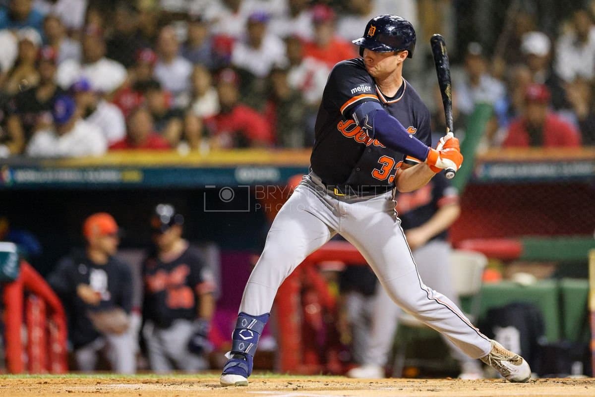 SANTO DOMINGO, DOMINICAN REPUBLIC - MARCH 03: Colt Keith #33 of the Detroit Tigers bats during an exhibition game against the Dominican Republic at Estadio Quisqueya on March 03, 2026 in Santo Domingo, Dominican Republic. (Photo by Bryan Bennett/Getty Images)