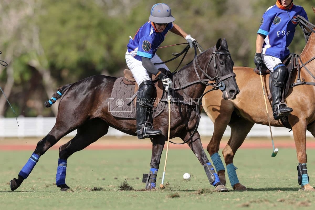 La Romanza 3J and La Espada Gulf play polo during the Copa Britanica at Casa de Campo Polo Club in La Romana, Dominican Republic on March 6, 2026. (Photos by Bryan Bennett)