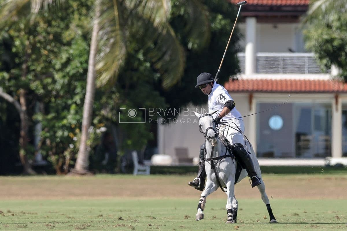 La Romanza 3J and La Espada Gulf play polo during the Copa Britanica at Casa de Campo Polo Club in La Romana, Dominican Republic on March 6, 2026. (Photos by Bryan Bennett)