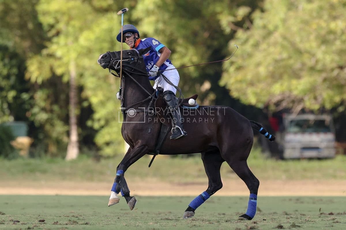 La Romanza 3J and La Espada Gulf play polo during the Copa Britanica at Casa de Campo Polo Club in La Romana, Dominican Republic on March 6, 2026. (Photos by Bryan Bennett)