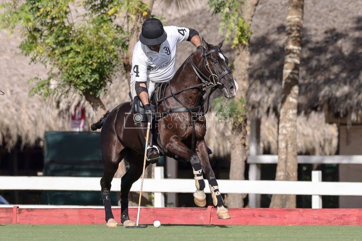 La Romanza 3J and La Espada Gulf play polo during the Copa Britanica at Casa de Campo Polo Club in La Romana, Dominican Republic on March 6, 2026. (Photos by Bryan Bennett)