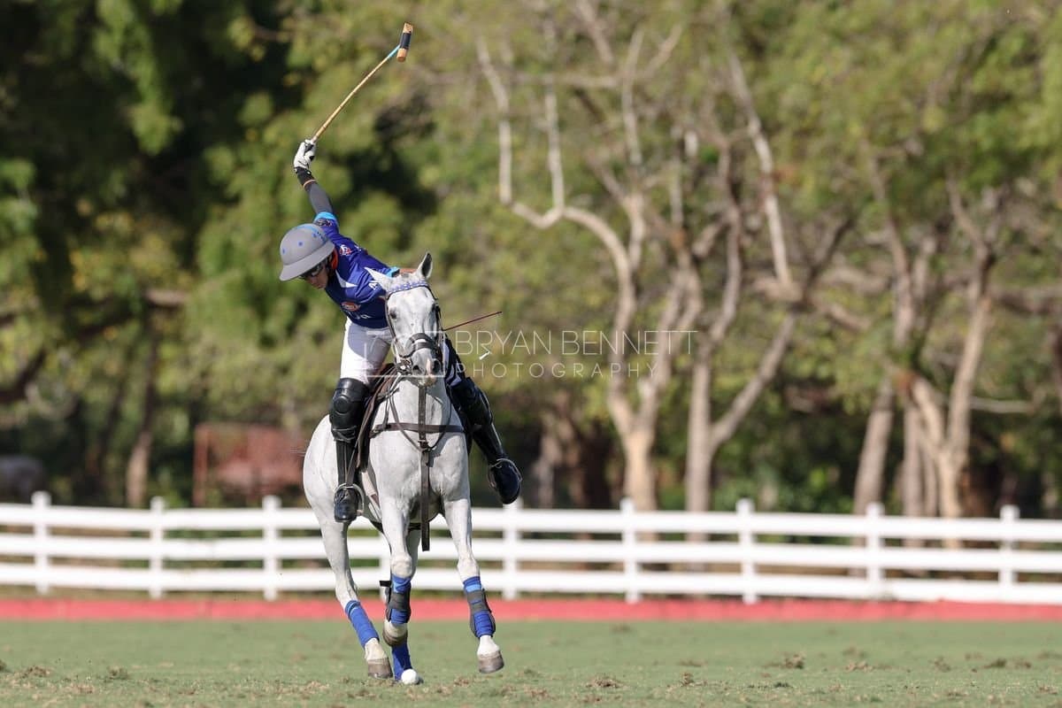 La Romanza 3J and La Espada Gulf play polo during the Copa Britanica at Casa de Campo Polo Club in La Romana, Dominican Republic on March 6, 2026. (Photos by Bryan Bennett)