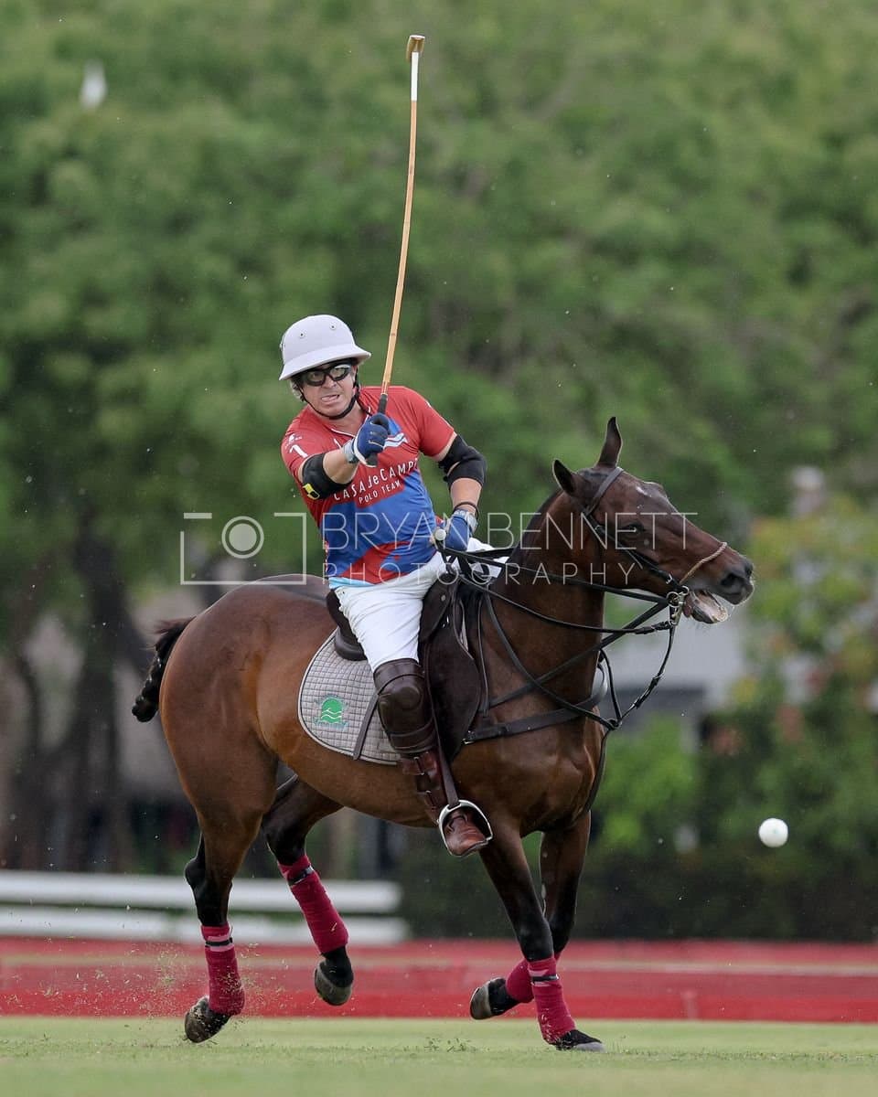 Casa de Campo and La Romanza 3J play polo during the Casa de Campo Challenge at Casa de Campo in La Romana, Dominican Republic on April 4, 2025. (Photo by Bryan Bennett)