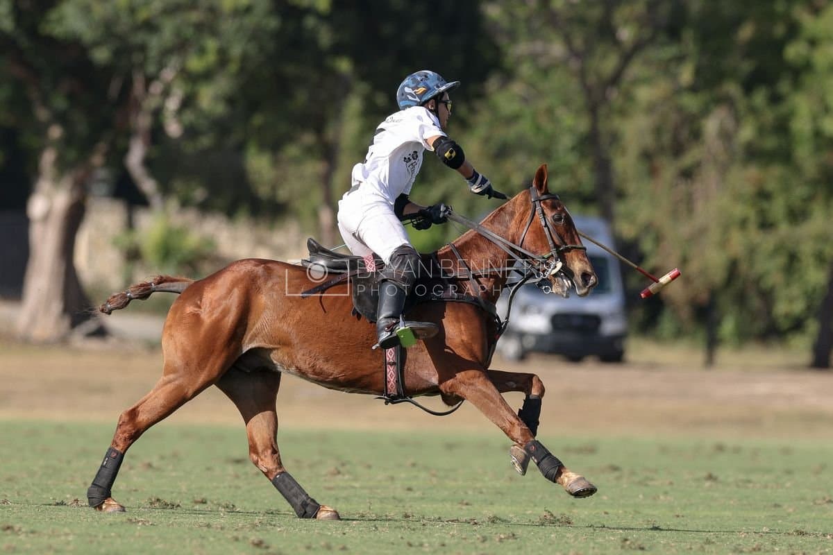 La Romanza 3J and La Espada Gulf play polo during the Copa Britanica at Casa de Campo Polo Club in La Romana, Dominican Republic on March 6, 2026. (Photos by Bryan Bennett)