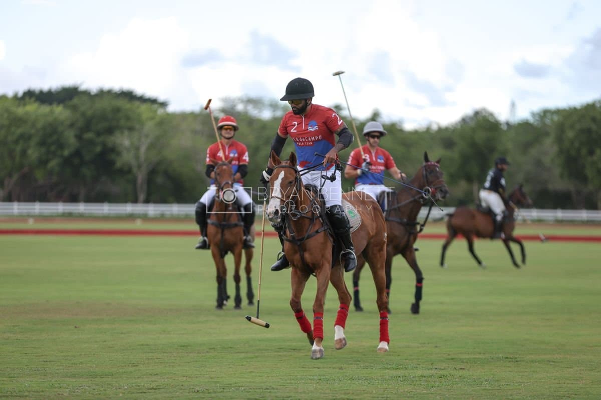 Casa de Campo and La Romanza 3J play polo during the Casa de Campo Challenge at Casa de Campo in La Romana, Dominican Republic on April 4, 2025. (Photo by Bryan Bennett)