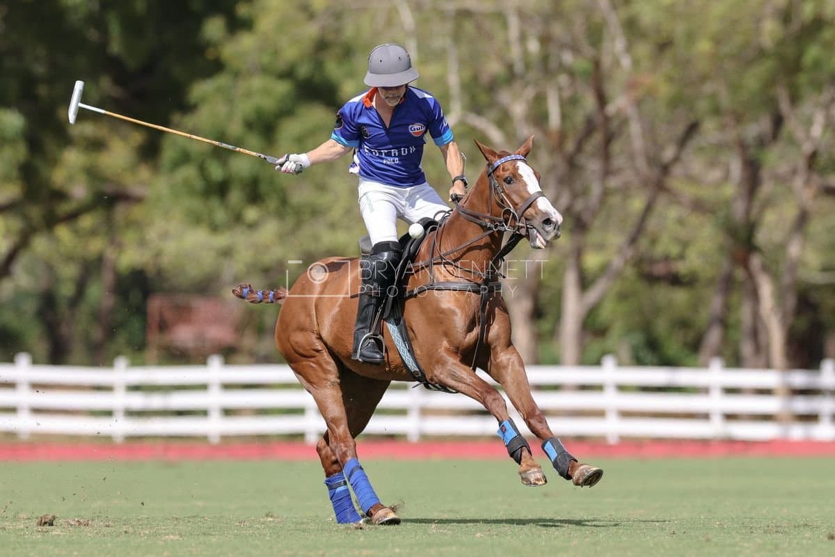 La Romanza 3J and La Espada Gulf play polo during the Copa Britanica at Casa de Campo Polo Club in La Romana, Dominican Republic on March 6, 2026. (Photos by Bryan Bennett)