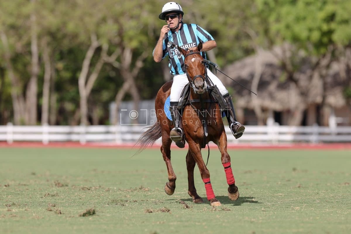 La Romanza 3J and La Espada Gulf play polo during the Copa Britanica at Casa de Campo Polo Club in La Romana, Dominican Republic on March 6, 2026. (Photos by Bryan Bennett)
