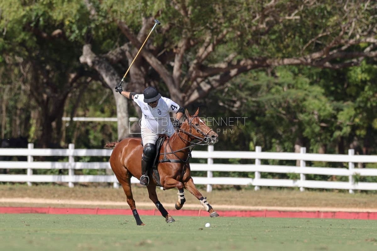 La Romanza 3J and La Espada Gulf play polo during the Copa Britanica at Casa de Campo Polo Club in La Romana, Dominican Republic on March 6, 2026. (Photos by Bryan Bennett)