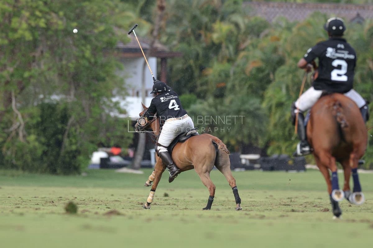Casa de Campo and La Romanza 3J play polo during the Casa de Campo Challenge at Casa de Campo in La Romana, Dominican Republic on April 4, 2025. (Photo by Bryan Bennett)