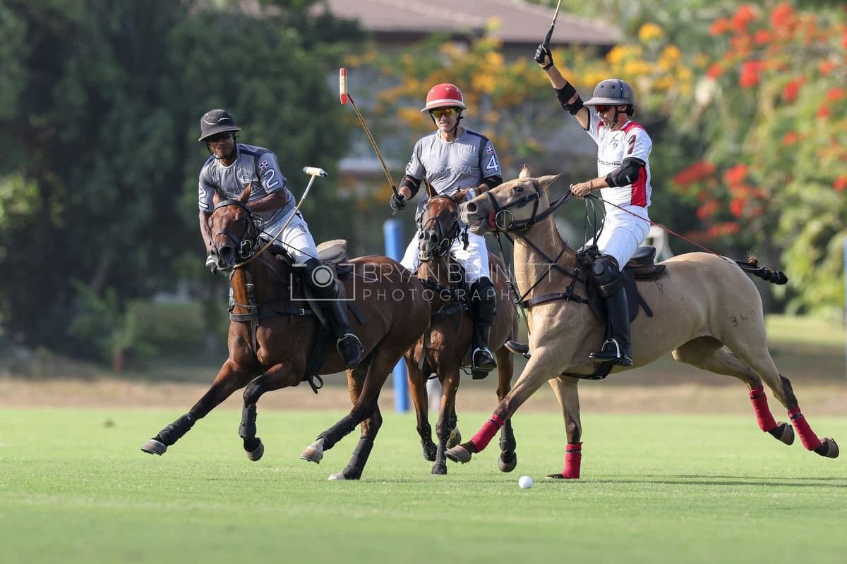 La Suiza and La Carbuccia play polo at Casa de Campo in La Romana, Dominican Republic on August 8, 2026. (Photos by Bryan Bennett)
