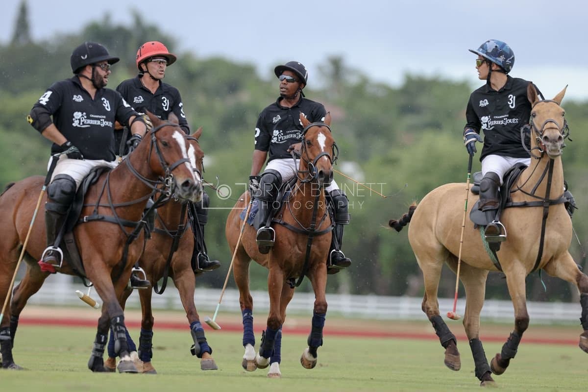 Casa de Campo and La Romanza 3J play polo during the Casa de Campo Challenge at Casa de Campo in La Romana, Dominican Republic on April 4, 2025. (Photo by Bryan Bennett)