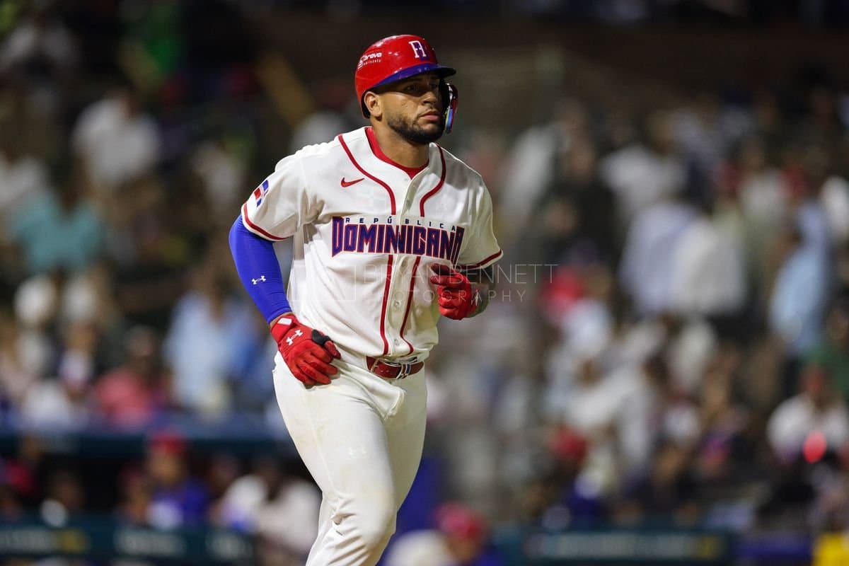 SANTO DOMINGO, DOMINICAN REPUBLIC - MARCH 03: AgustÃn RamÃrez #50 of the Dominican Republic looks on during an exhibition game against the Detroit Tigers at Estadio Quisqueya on March 03, 2026 in Santo Domingo, Dominican Republic. (Photo by Bryan Bennett/Getty Images)