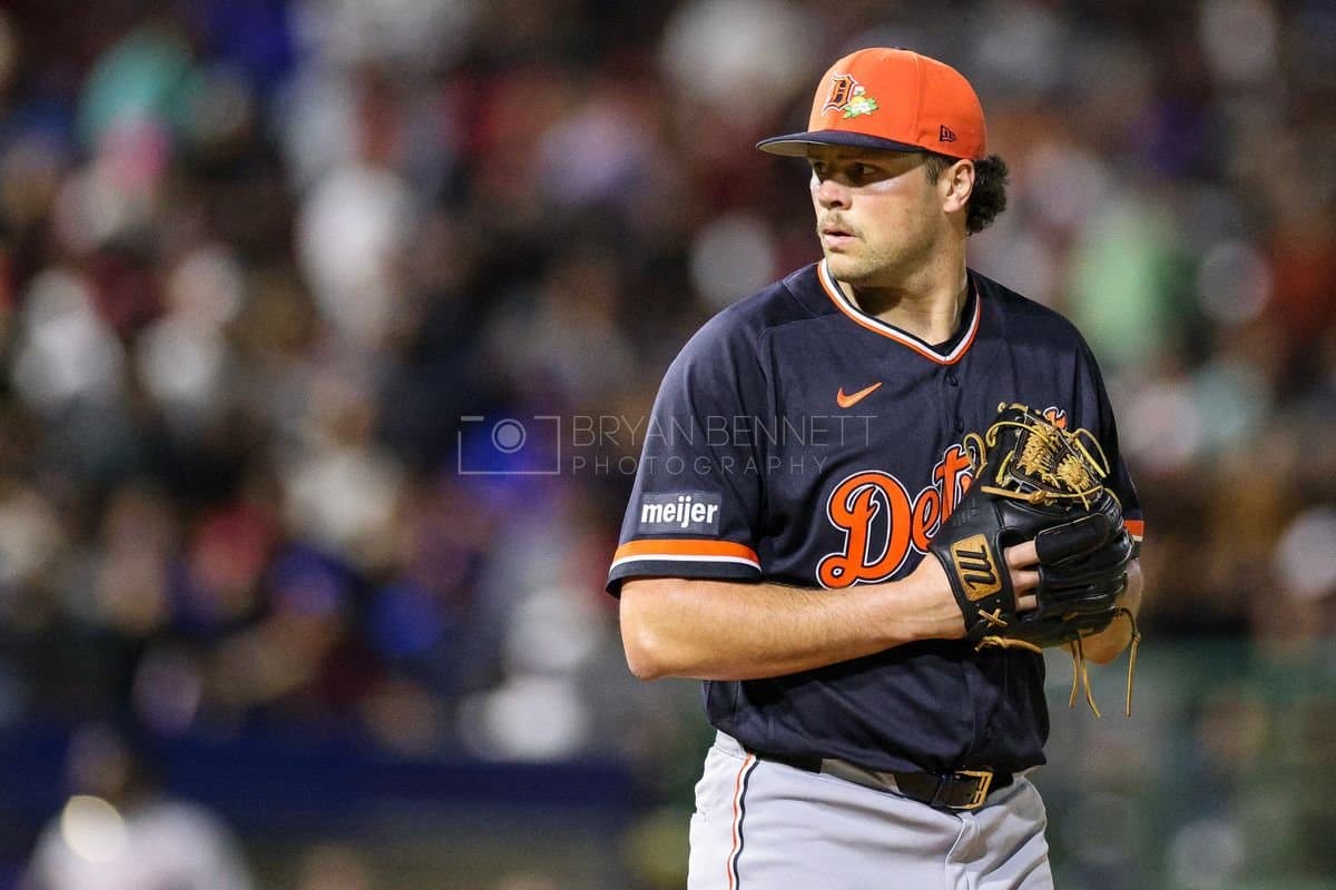 SANTO DOMINGO, DOMINICAN REPUBLIC - MARCH 03: Brant Hurter #48 of the Detroit Tigers looks on during an exhibition game against the Dominican Republic at Estadio Quisqueya on March 03, 2026 in Santo Domingo, Dominican Republic. (Photo by Bryan Bennett/Getty Images)