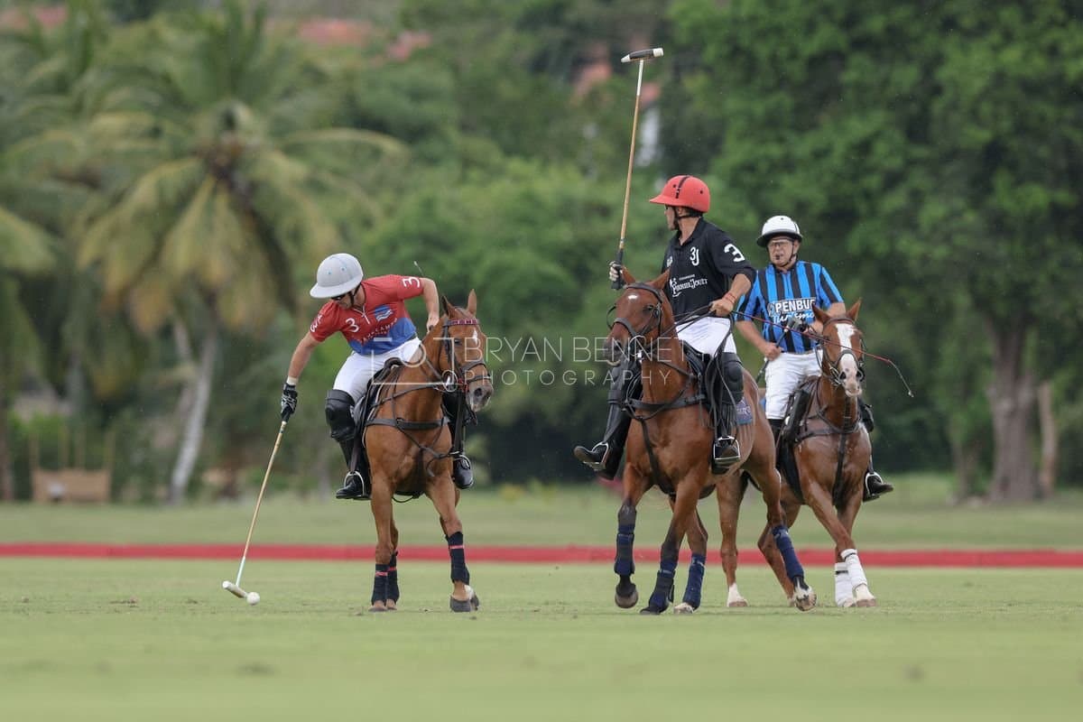 Casa de Campo and La Romanza 3J play polo during the Casa de Campo Challenge at Casa de Campo in La Romana, Dominican Republic on April 4, 2025. (Photo by Bryan Bennett)