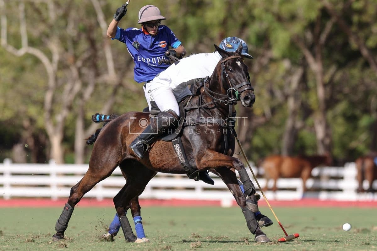 La Romanza 3J and La Espada Gulf play polo during the Copa Britanica at Casa de Campo Polo Club in La Romana, Dominican Republic on March 6, 2026. (Photos by Bryan Bennett)