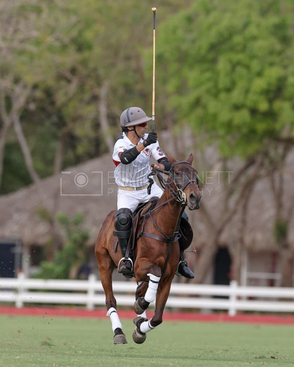 Lechuza Caracas and La Romanza 3J play polo during the Copa Britanica at Casa de Campo in La Romana, La Romana, Dominican Republic on March 1, 2026. (Photos by Bryan Bennett)