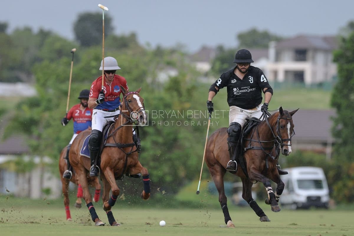 Casa de Campo and La Romanza 3J play polo during the Casa de Campo Challenge at Casa de Campo in La Romana, Dominican Republic on April 4, 2025. (Photo by Bryan Bennett)