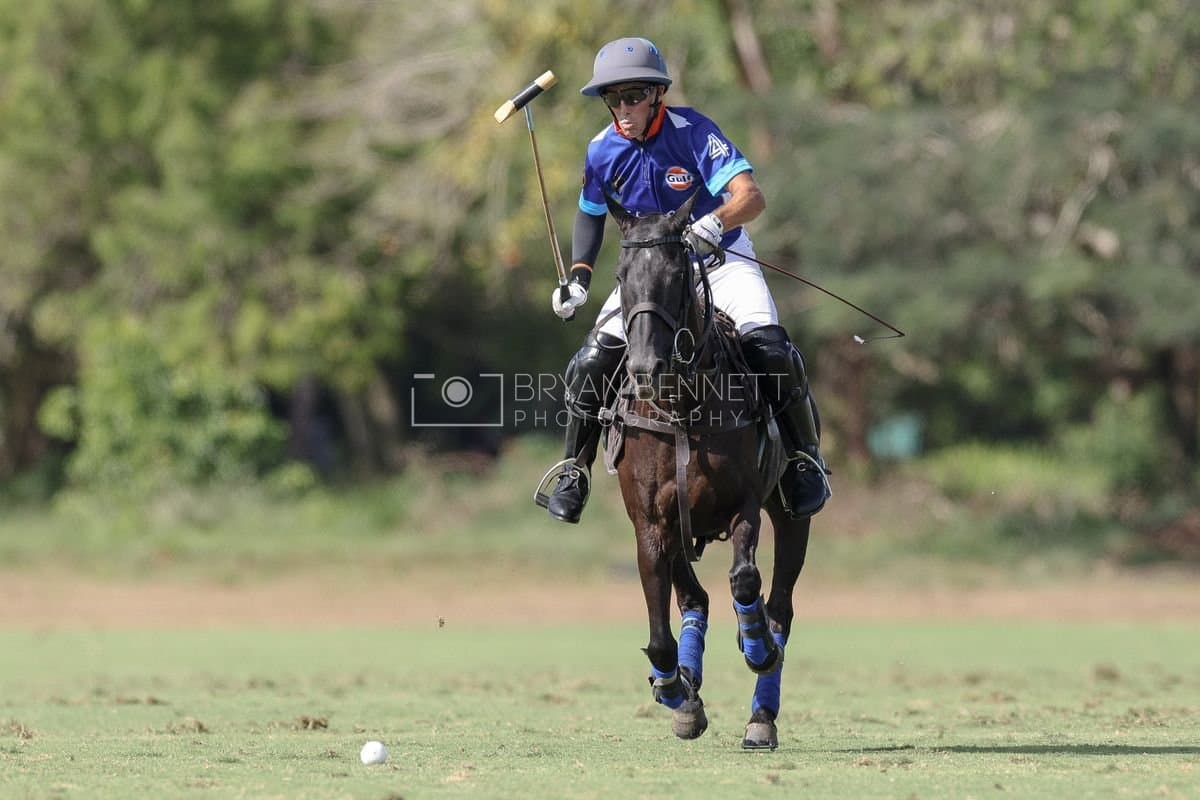 La Romanza 3J and La Espada Gulf play polo during the Copa Britanica at Casa de Campo Polo Club in La Romana, Dominican Republic on March 6, 2026. (Photos by Bryan Bennett)