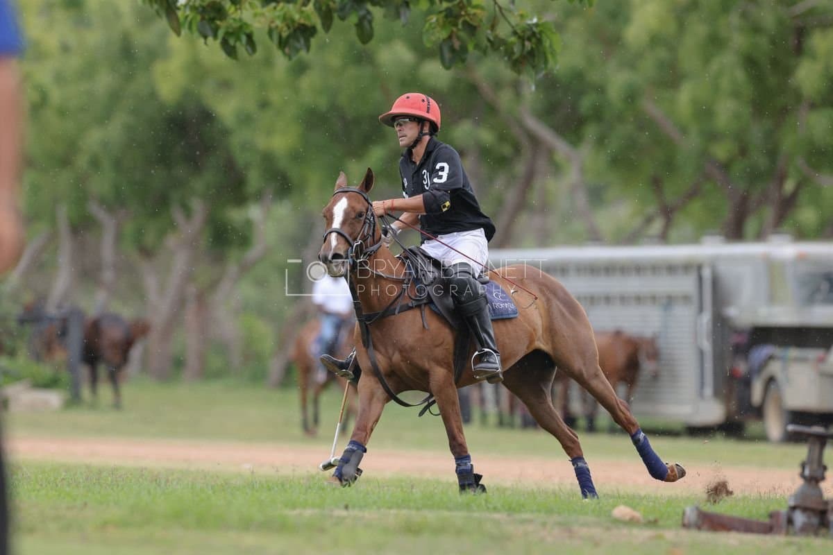 Casa de Campo and La Romanza 3J play polo during the Casa de Campo Challenge at Casa de Campo in La Romana, Dominican Republic on April 4, 2025. (Photo by Bryan Bennett)