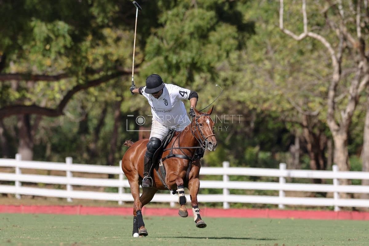 La Romanza 3J and La Espada Gulf play polo during the Copa Britanica at Casa de Campo Polo Club in La Romana, Dominican Republic on March 6, 2026. (Photos by Bryan Bennett)