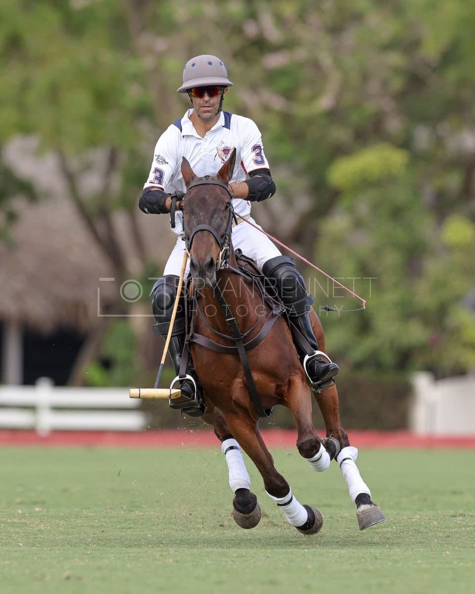 Lechuza Caracas and La Romanza 3J play polo during the Copa Britanica at Casa de Campo in La Romana, La Romana, Dominican Republic on March 1, 2026. (Photos by Bryan Bennett)