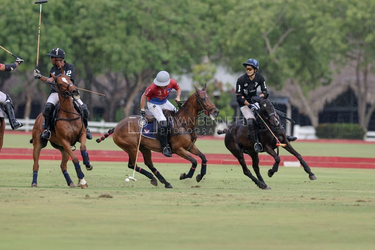 Casa de Campo and La Romanza 3J play polo during the Casa de Campo Challenge at Casa de Campo in La Romana, Dominican Republic on April 4, 2025. (Photo by Bryan Bennett)
