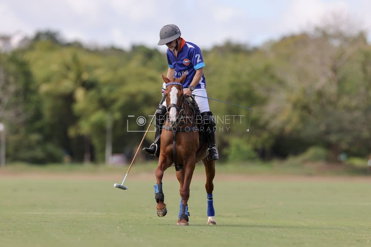 La Romanza 3J and La Espada Gulf play polo during the Copa Britanica at Casa de Campo Polo Club in La Romana, Dominican Republic on March 6, 2026. (Photos by Bryan Bennett)