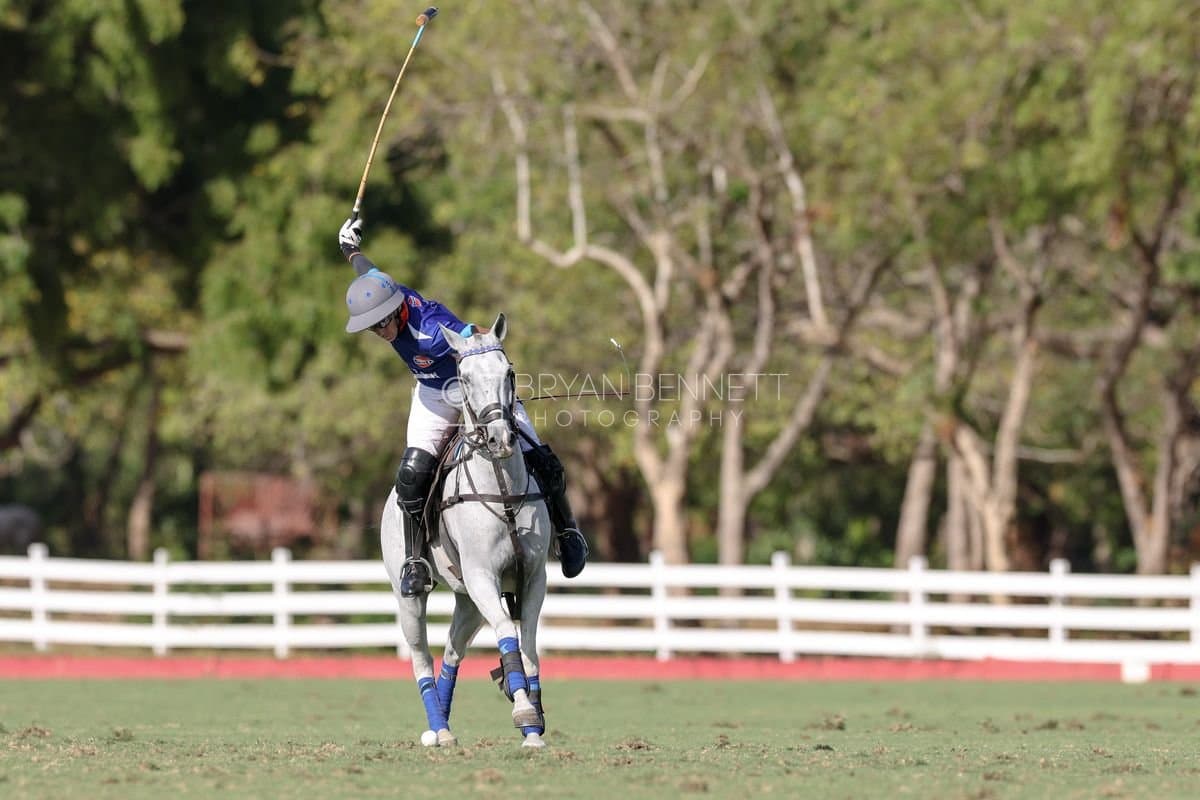La Romanza 3J and La Espada Gulf play polo during the Copa Britanica at Casa de Campo Polo Club in La Romana, Dominican Republic on March 6, 2026. (Photos by Bryan Bennett)