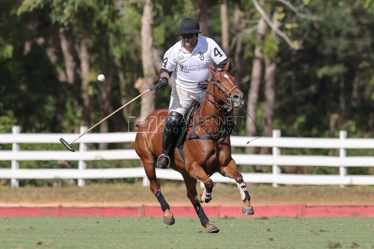 La Romanza 3J and La Espada Gulf play polo during the Copa Britanica at Casa de Campo Polo Club in La Romana, Dominican Republic on March 6, 2026. (Photos by Bryan Bennett)